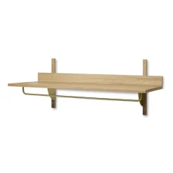 Ferm Living Sector plank met stang 37x87 cm, Oak-brass< Garderobehaken & Hoedenplanken