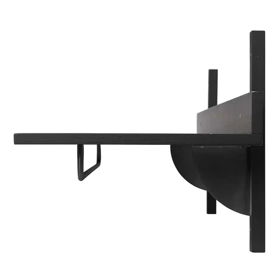 Ferm Living Sector plank met stang 37x87 cm, Black ash-black brass< Garderobehaken & Hoedenplanken