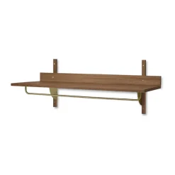 Ferm Living Sector plank met stang 37x87 cm, Smoked Oak, brass< Garderobehaken & Hoedenplanken