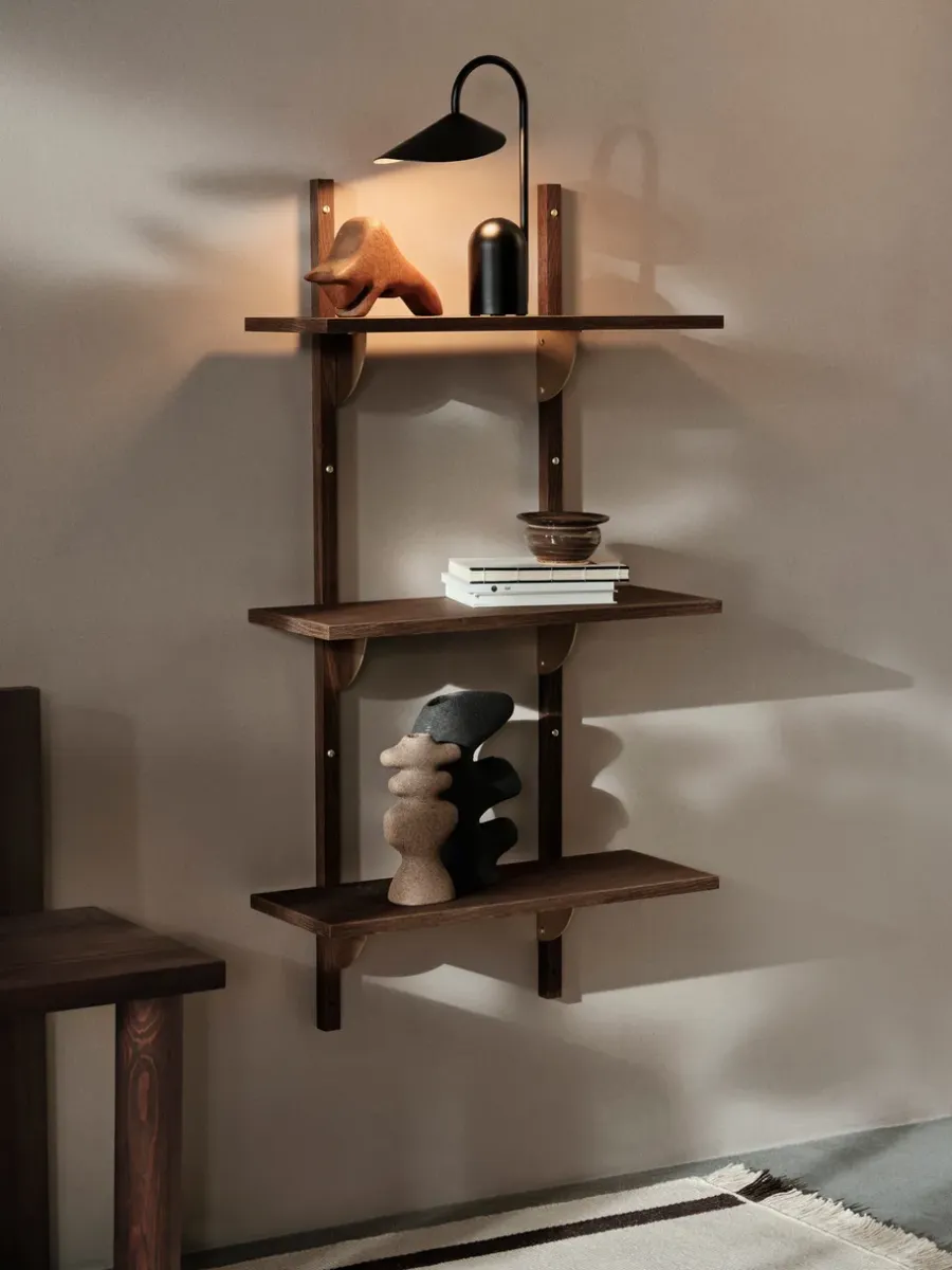 Ferm Living Sector plank triple narrow, Smoked Oak, brass< Planken & Planksystemen