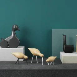 Normann Copenhagen Shorebird eikenhout-wit, klein< Houten Beelden