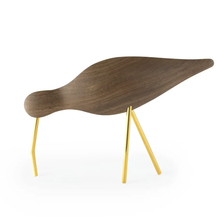 Normann Copenhagen Shorebird walnoot-messing, Groot< Houten Beelden