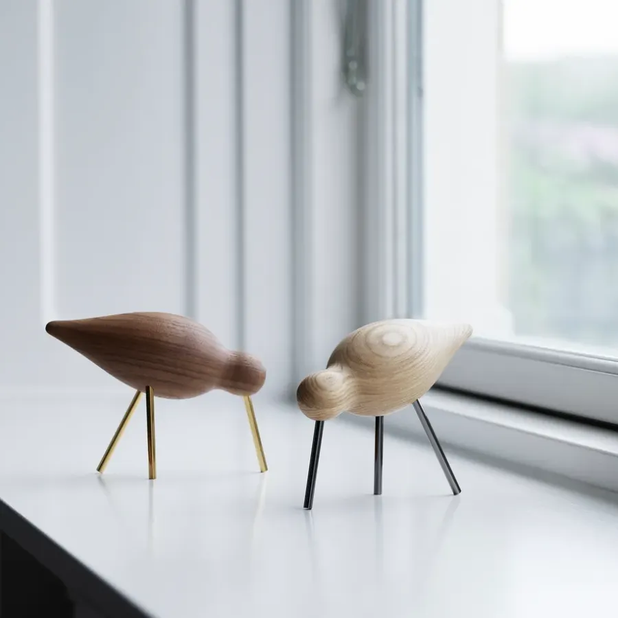 Normann Copenhagen Shorebird walnoot-messing, Middel< Houten Beelden