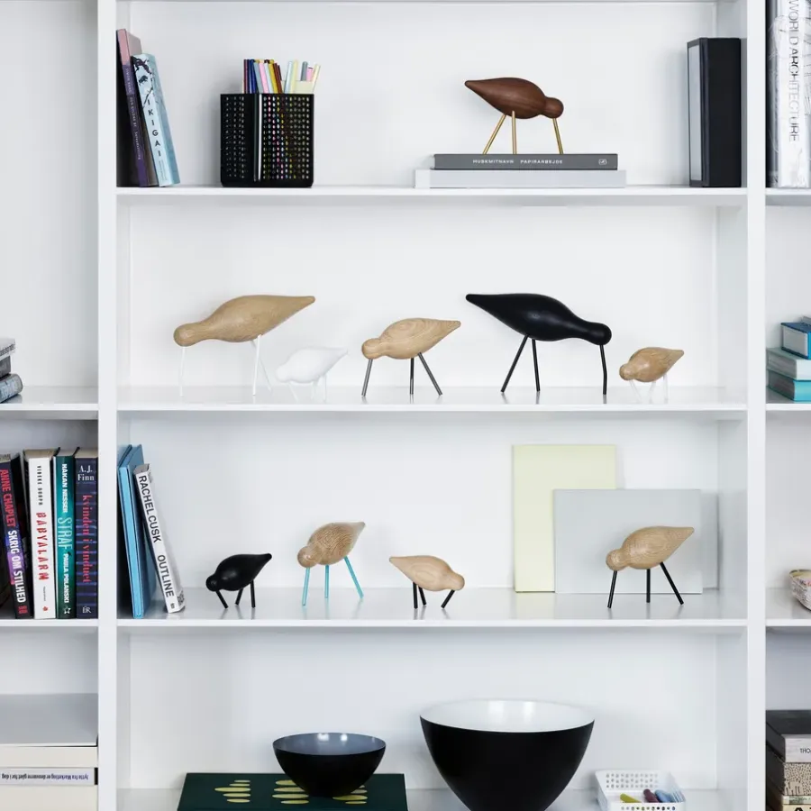 Normann Copenhagen Shorebird walnoot-messing, Middel< Houten Beelden