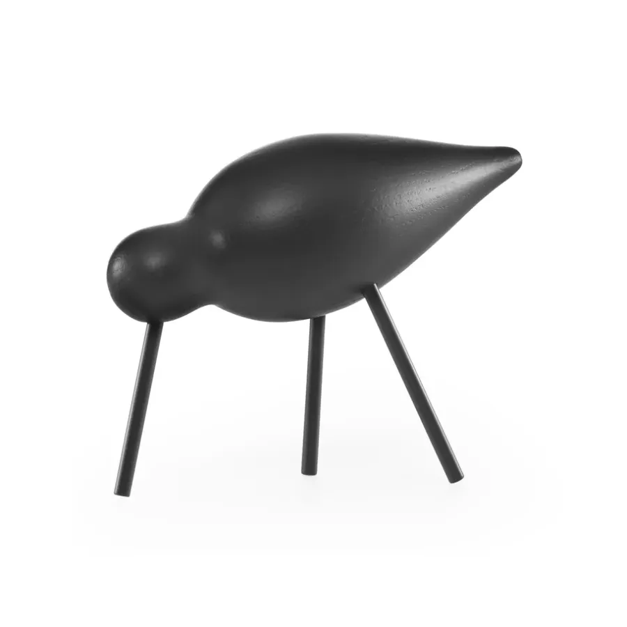 Normann Copenhagen Shorebird zwart, middel< Houten Beelden