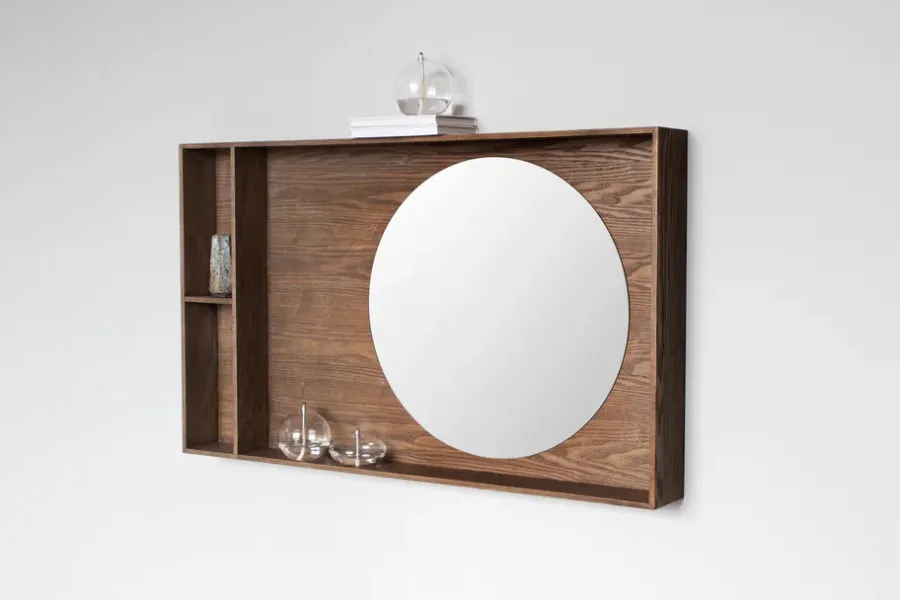 Mette Ditmer Show-me spiegel met plank large, Dark oiled< Wandspiegels