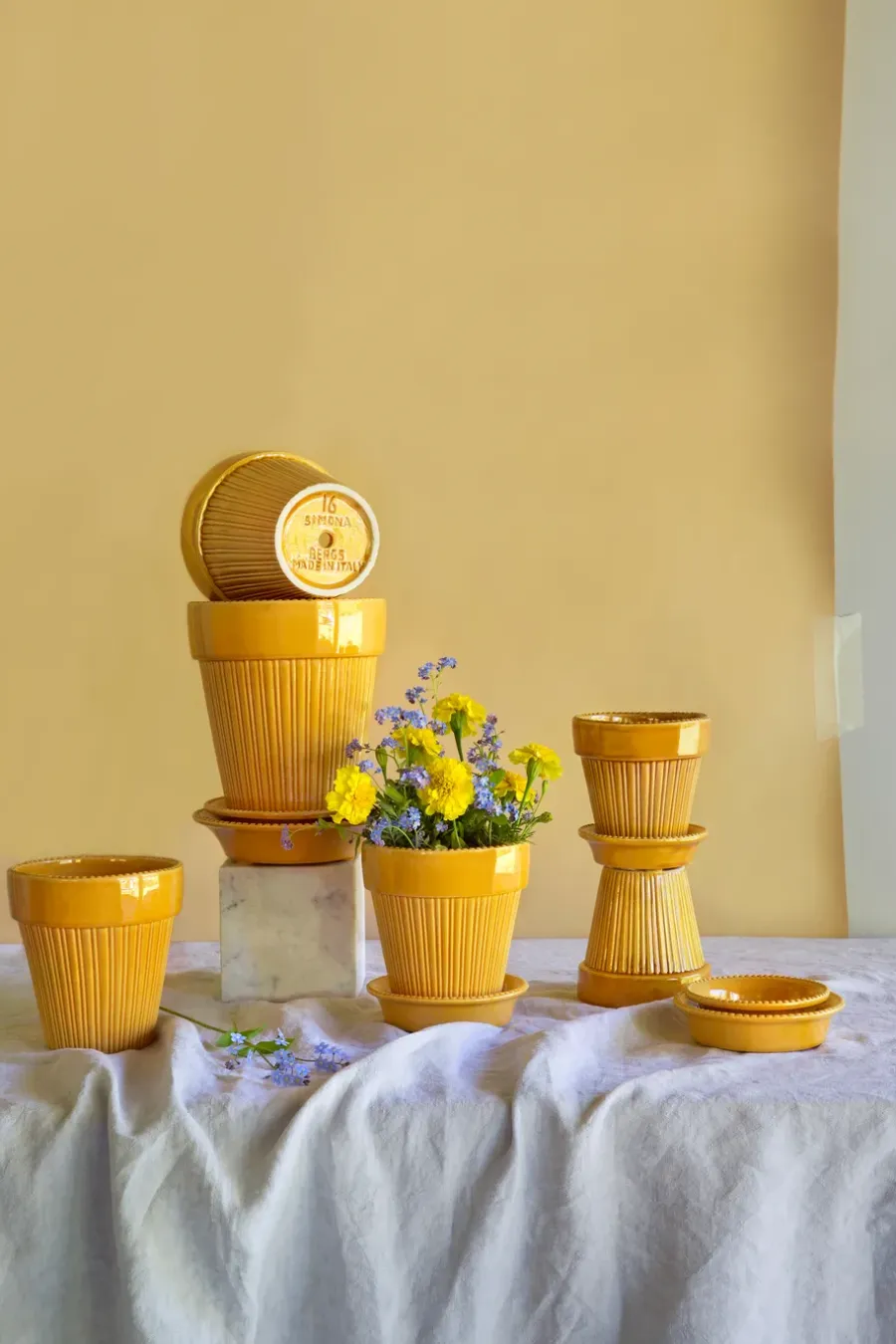 Bergs Potter Simona bloempot geglazuurd Ø12 cm, Yellow< Bloempotten