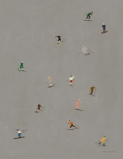 Fine Little Day Skiers poster 40x50 cm, Grijs< Posters|Kerstdecoraties
