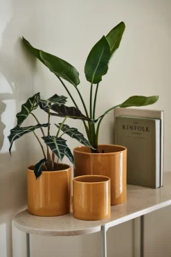 Scandi Living Sleek bloempot Ø12 cm, Mustard< Bloempotten