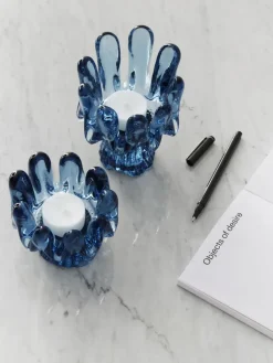 Kosta Boda Solros lantaarn circulair glas 11,5 cm, Blauw< Kaarsenhouders & Kaarsenborden