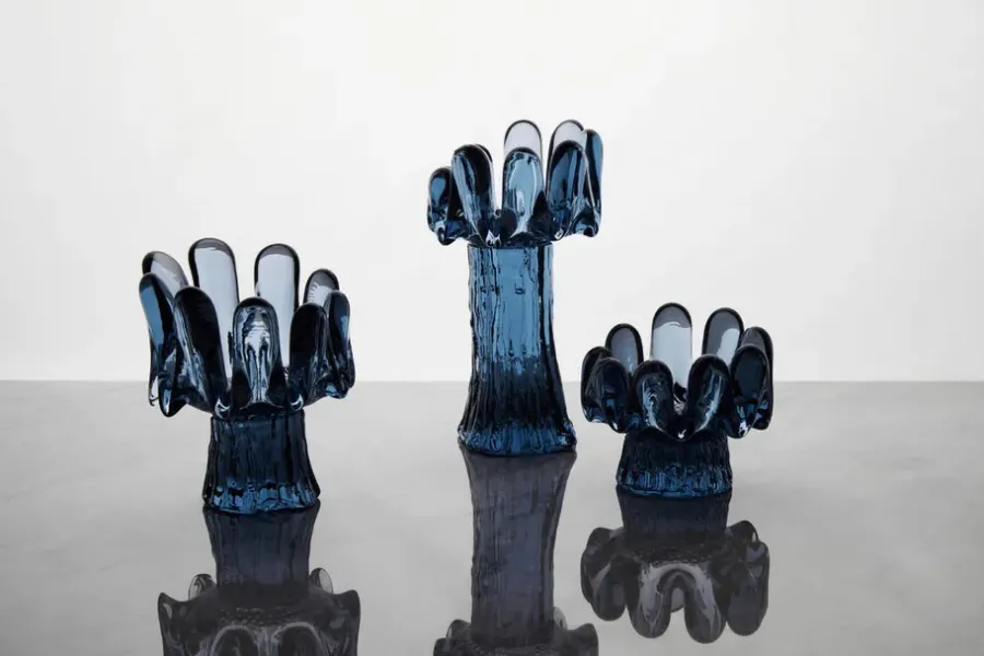 Kosta Boda Solros lantaarn circulair glas 11,5 cm, Blauw< Kaarsenhouders & Kaarsenborden