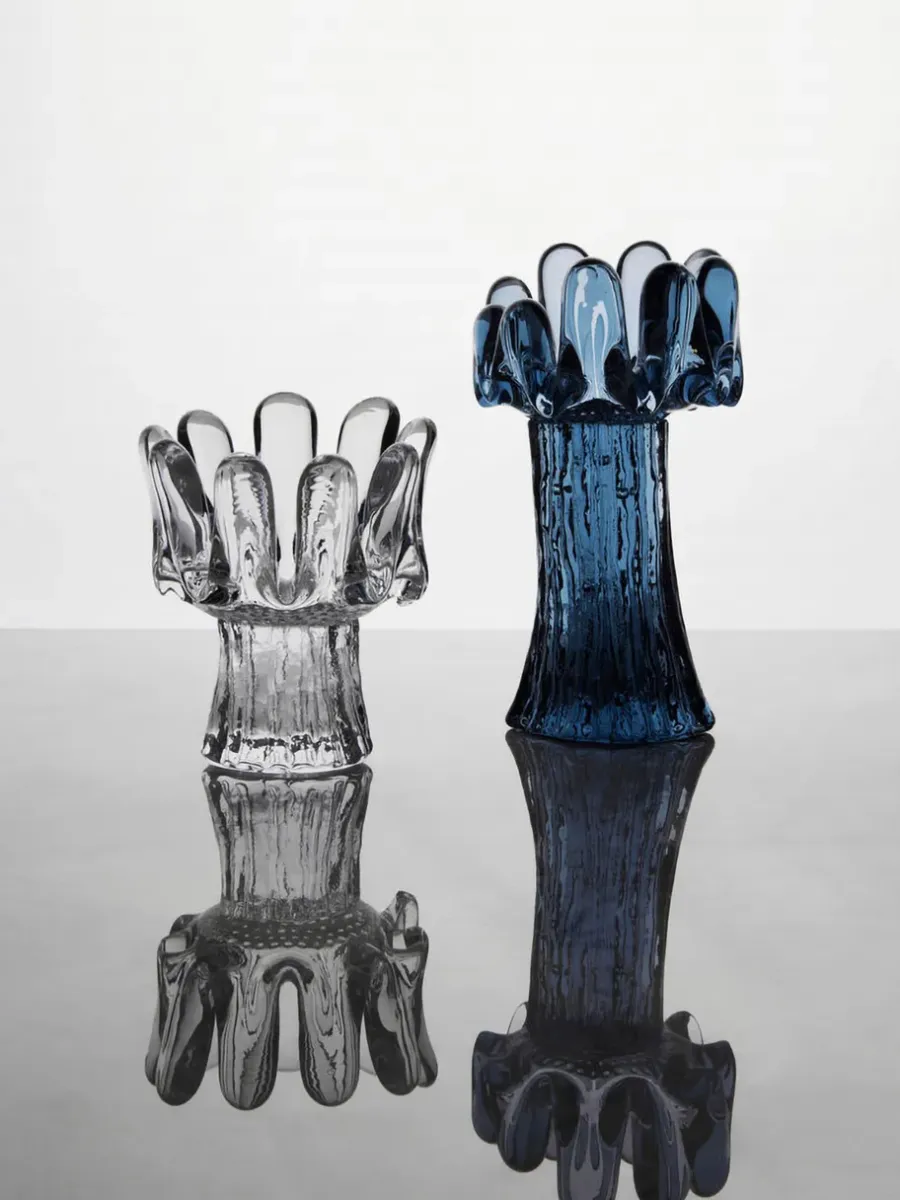 Kosta Boda Solros lantaarn cirkelvormig glas 18 cm, Blauw< Kaarsenhouders & Kaarsenborden