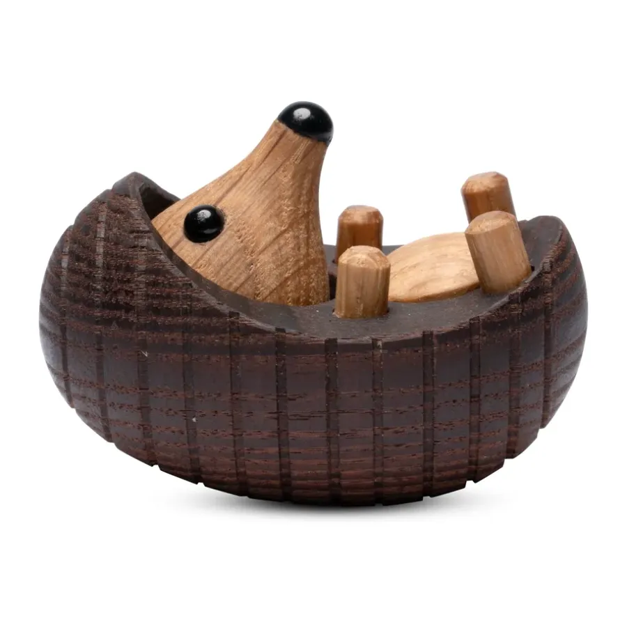 Spring Copenhagen Spike egel decoratie 4 cm, Thermo Ash< Houten Beelden