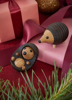 Spring Copenhagen Spike egel decoratie 4 cm, Thermo Ash< Houten Beelden