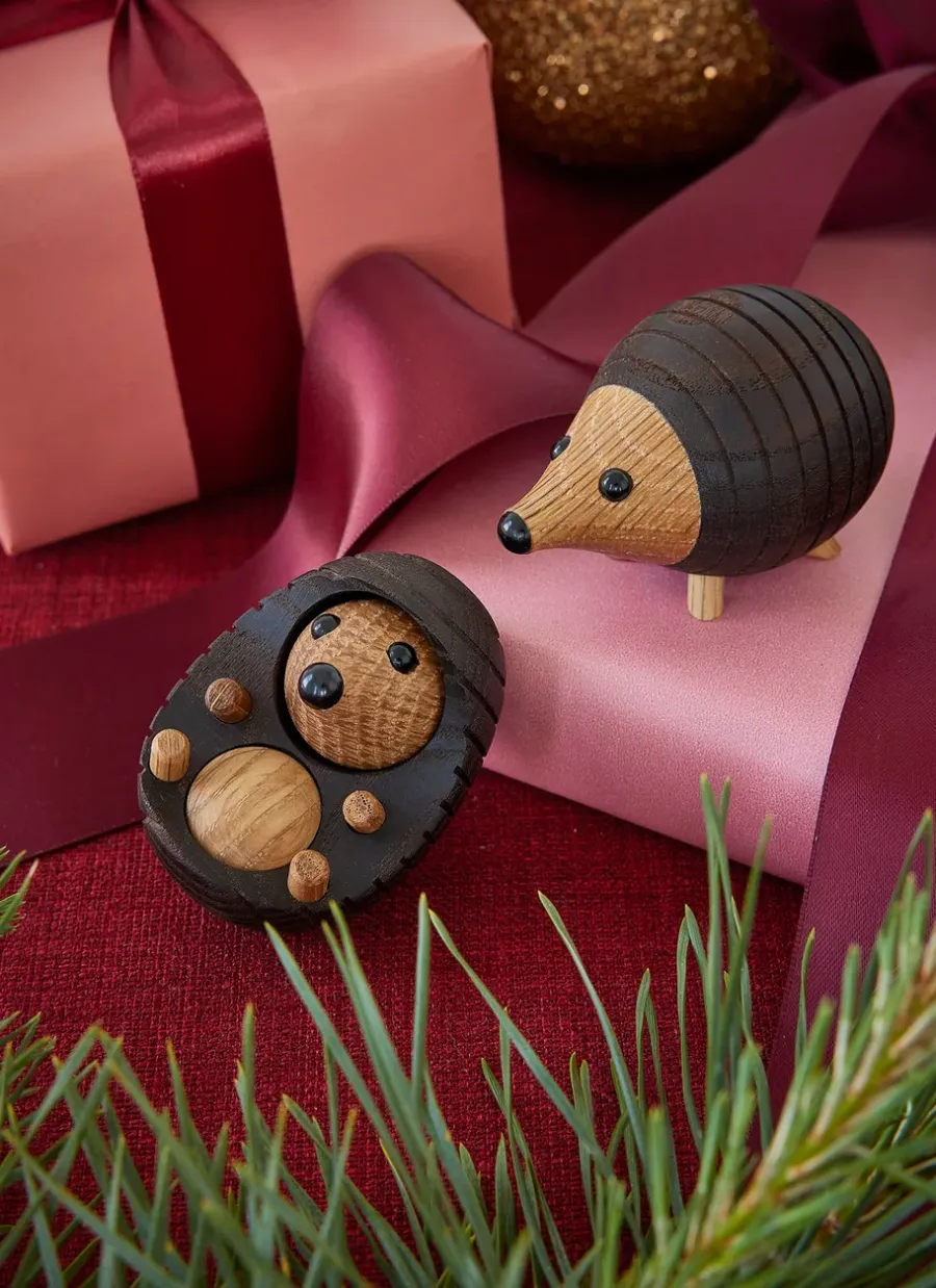 Spring Copenhagen Spike egel decoratie 4 cm, Thermo Ash< Houten Beelden