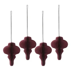 Scandi Living Spira kerstballen 4-pack, Red< Kerstdecoraties