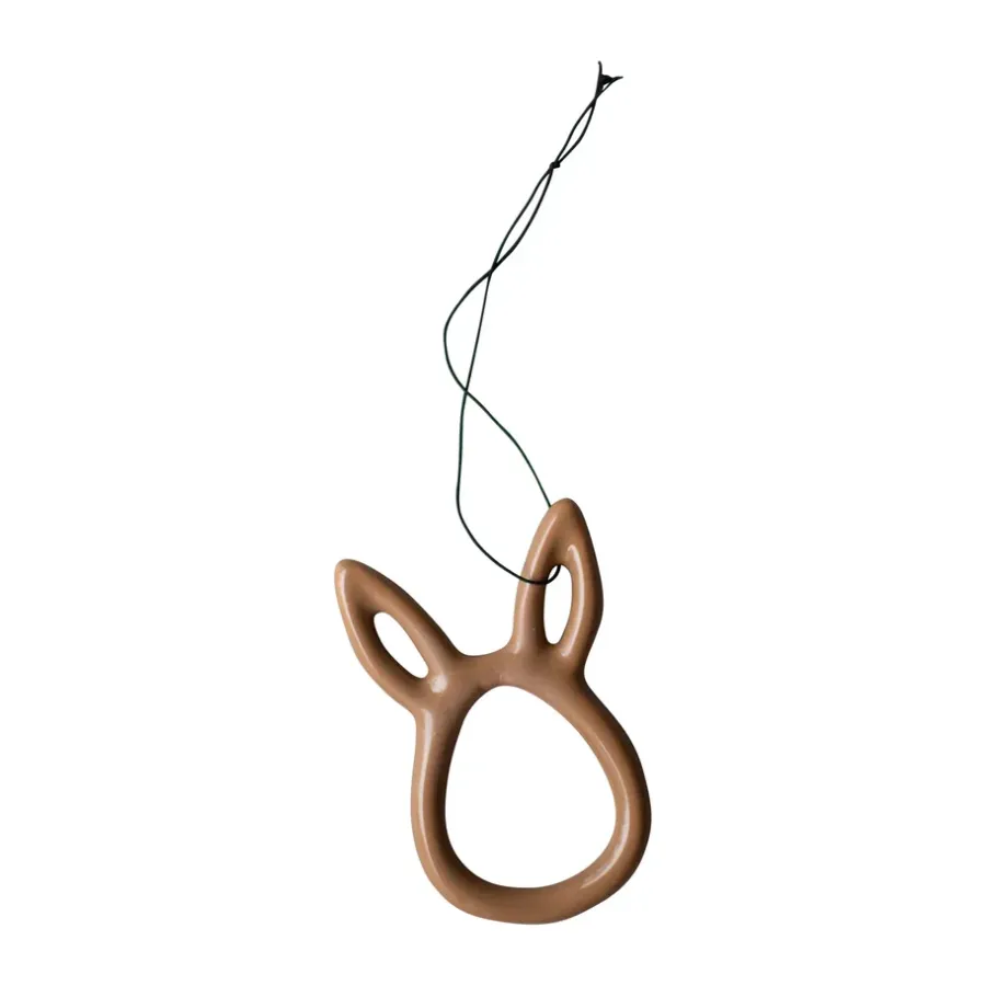 DBKD Sprinkle rabbit paashanger 8 cm, Shiny nougat< Paasdecoratie