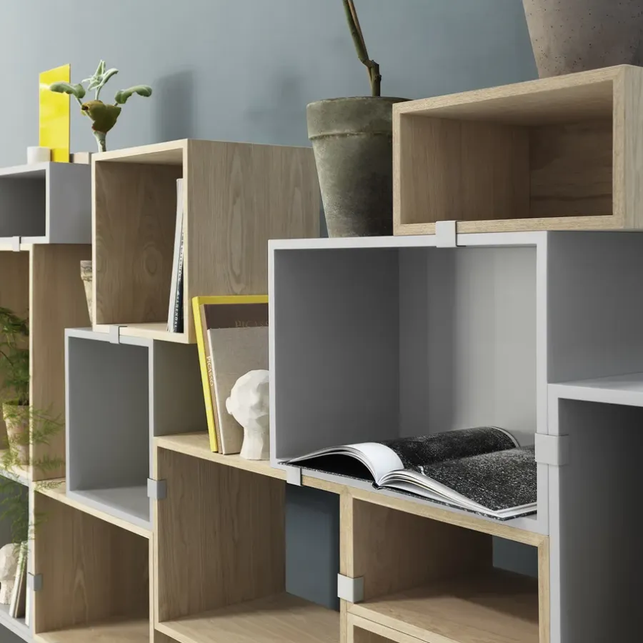Muuto Stacked 2.0 kast met achterwand - middel, lichtgrijs< Planken & Planksystemen