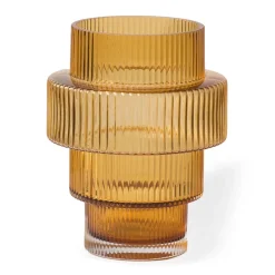 POLSPOTTEN Steps waxinelichtjeshouder Ø12 cm, Ochre< Kandelaars