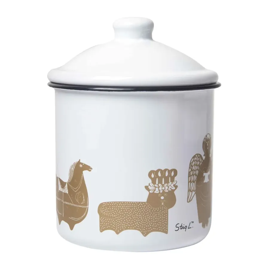 Pluto Design Stig L Gingerbread pot, Wit-goud< Kerstdecoraties