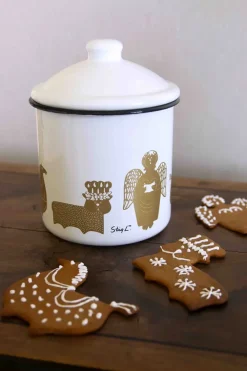 Pluto Design Stig L Gingerbread pot, Wit-goud< Kerstdecoraties