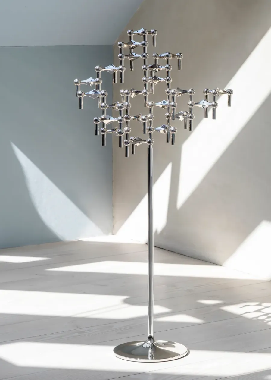 STOFF Nagel vloerstandaard 70 cm, Chrome< Kandelaars