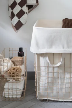 Mette Ditmer Store-it opbergmand met katoenen zak large, Sand< Opbergmanden