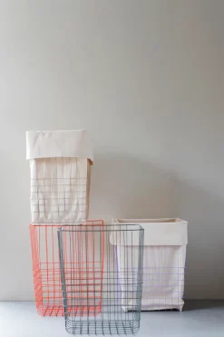 Mette Ditmer Store-it opbergmand met katoenen zak large, Thyme green< Opbergmanden
