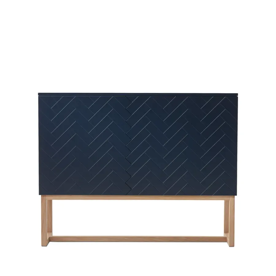 A2 Story Sideboard, middernachtblauw, witgeolied eikenhouten onderstel< Ladekasten & Dressoirs