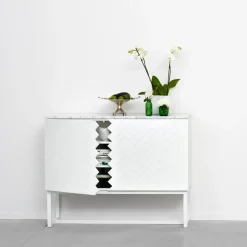 A2 Story Sideboard, wit, witmarmeren bovenkant, wit onderstel< Ladekasten & Dressoirs