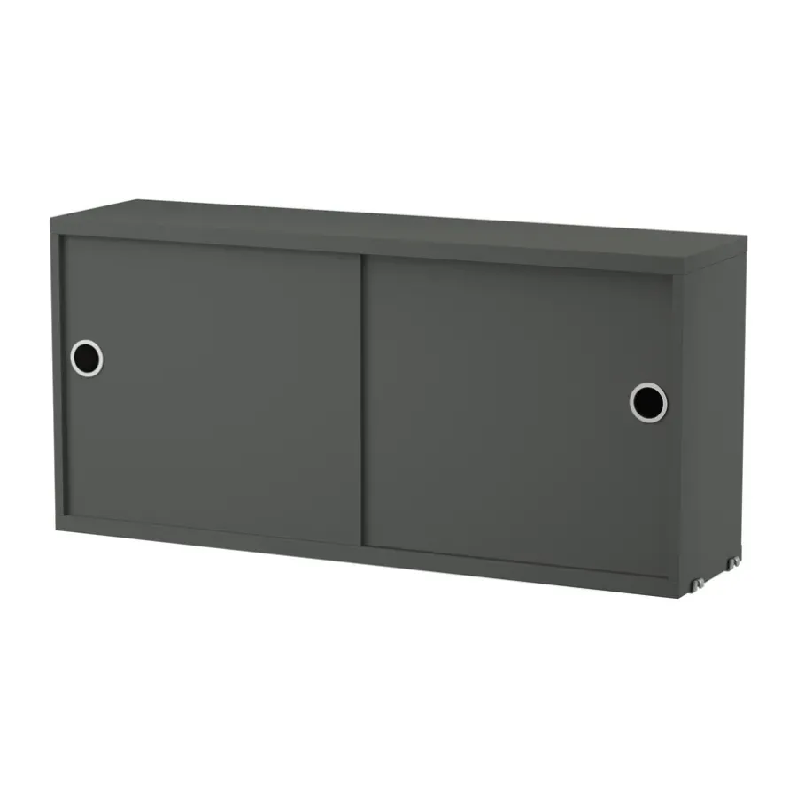 String kast met schuifdeur, Donkergrijs, 78x20 cm< Kasten & Vitrines