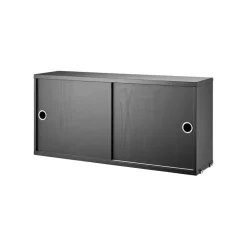 String kast met schuifdeur, essenhout zwarte beits, 78x20 cm< Kasten & Vitrines
