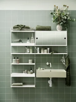 String kast met schuifdeur, wit, spiegel schuifdeuren, 78x20 cm< Kasten & Vitrines