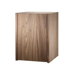 String klein kastelement, walnoot, binnenkant deur roestvrij staal, achterkant in spiegelglas< Kasten & Vitrines