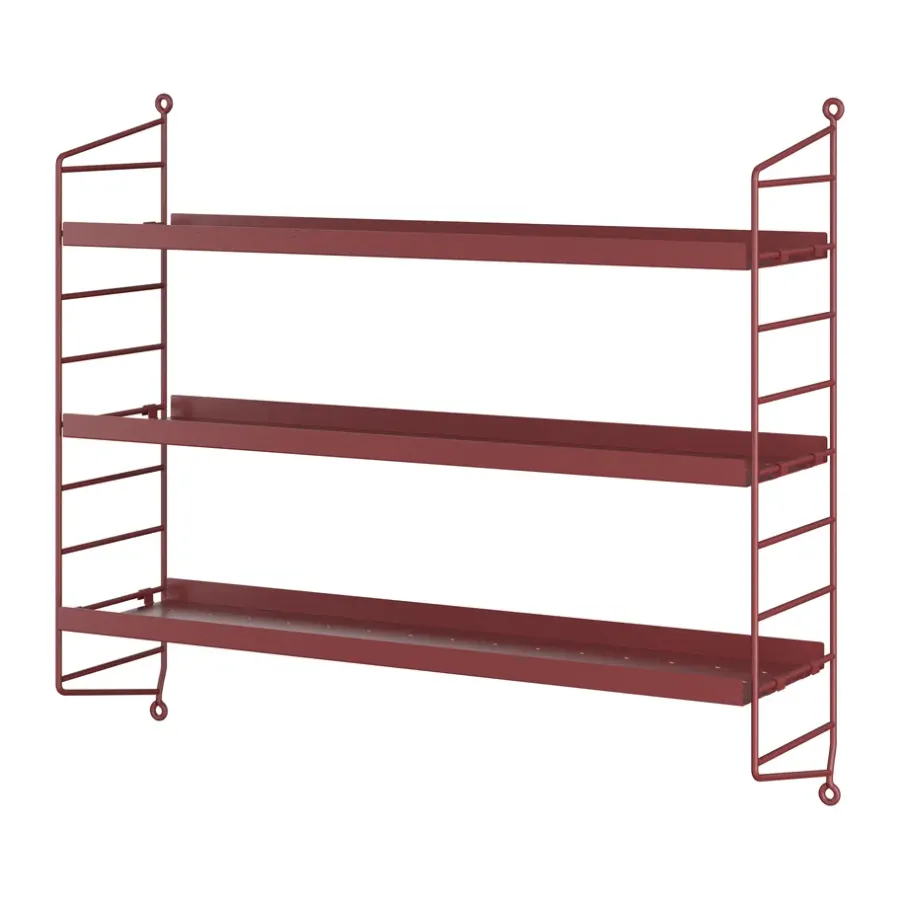 String Pocket boekenplank metaal, Oxtorgsrood< Planken & Planksystemen