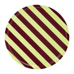 Hem Stripe dienblad Large Ø65 cm, Butter-burgundy< Decoratieve Accessoires|Decoratieve Dienbladen