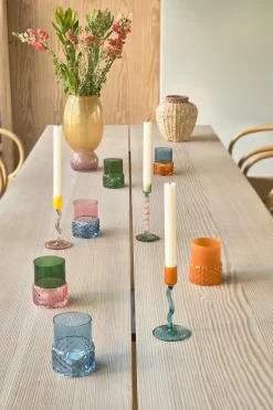 Villa Collection Styles kaarsenhouder Ø7,7x10 cm, Blauw-roze< Kaarsenhouders & Kaarsenborden