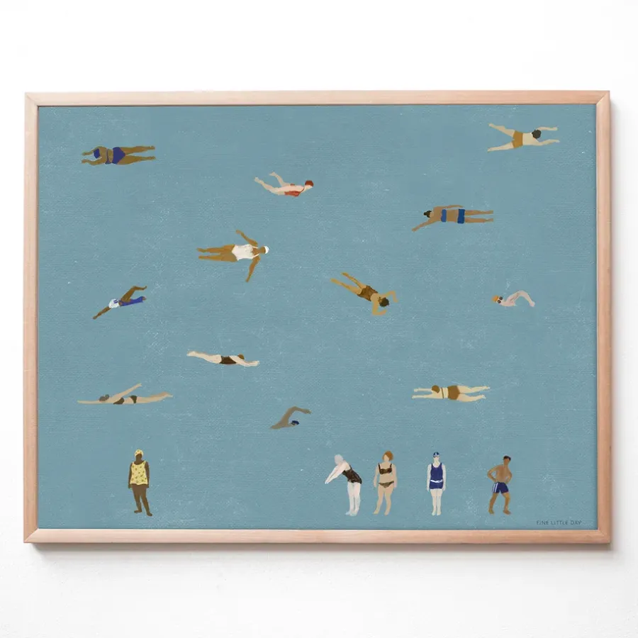 Fine Little Day Swimmers poster, Blue, 40x50 cm< Posters