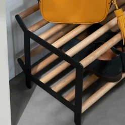 Essem Design Tamburin schoenenrek 60 cm, Eikenhout-zwart< Schoenenrekken