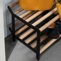 Essem Design Tamburin schoenenrek 100 cm, Eikenhout-zwart< Schoenenrekken