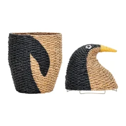 Bloomingville Tazia opbergmand met deksel Ø37x69 cm, Zwart< Opbergoplossingen Voor De Kinderkamer|Opbergmanden