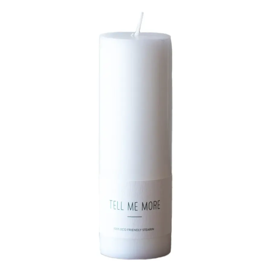 Tell Me More kaars L 15 cm, Wit< Kaarsen