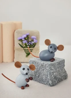 Spring Copenhagen The house mouse decoratie 4,5 cm, Grijs< Houten Beelden