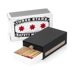 Solstickan Design Three Stars luciferdoosje groot, Zwart< Kaarsenaccessoires