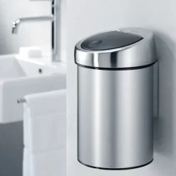Brabantia Touch Bin prullenbak 3 liter muurgemonteerd, matstaal< Pedaalemmers
