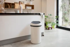 Brabantia Touch Bin prullenbak rond 60 liter, Soft Beige< Pedaalemmers