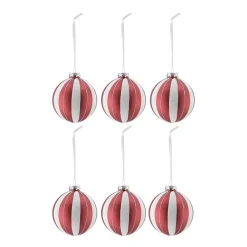 Scandi Living Tradition kerstballen 6-pack, Red/white< Kerstdecoraties