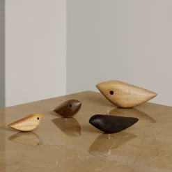 Warm Nordic Twirling Bird decoratie S, Teak< Houten Beelden