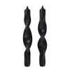 Broste Copenhagen Twist twisted candles gedraaide kaarsen 23 cm 2-pack, Simply black< Kaarsen