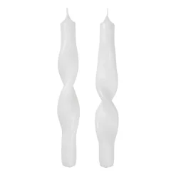 Broste Copenhagen Twist twisted candles gedraaide kaarsen 23 cm 2-pack, Pure white< Kaarsen